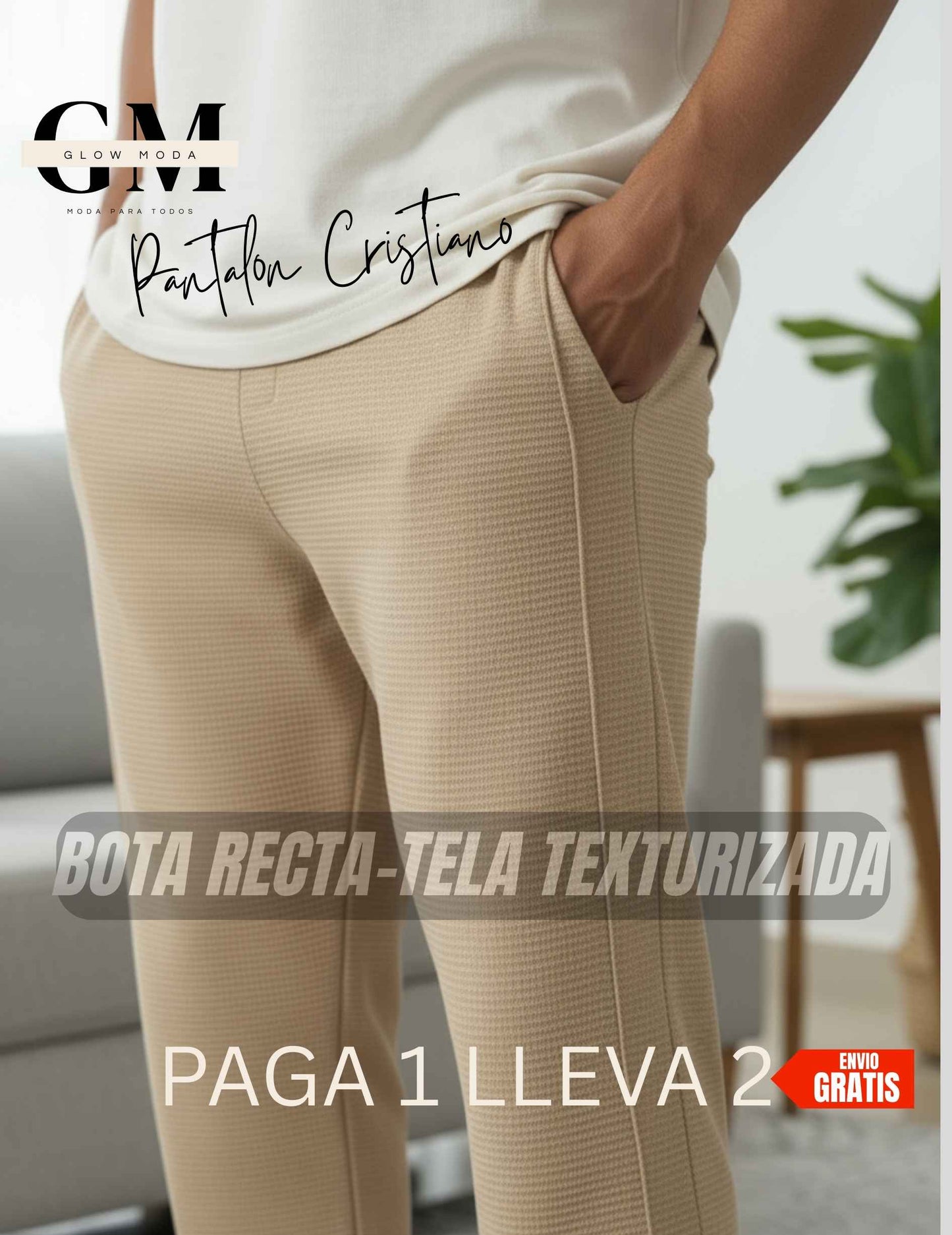 PANTALON CRISTIANO BOTA RECTA TEJIDO WAFFLE