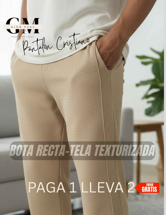 PANTALON CRISTIANO BOTA RECTA TEJIDO WAFFLE